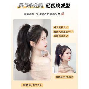 Extension de cheveux queue de cheval avec clips, en fibre haute température, bouclée naturelle, longue, pour femmes - Product Image 5