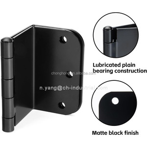 Charnières de <span class=keywords><strong>porte</strong></span> extensibles de 3,5 pouces avec angle de 5/8'' en acier inoxydable noir mat, charnières <span class=keywords><strong>d</strong></span>écalées, charnières pivotantes transparentes - Product Image 3