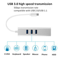 Precio de fábrica 4 en 1 USB 3,0 a RJ45 Gigabit Ethernet adaptador tarjeta de red con 3 concentradores USB 3,0
