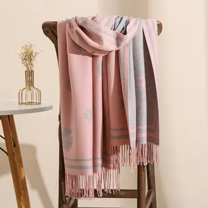 Wholesale High Quality Acrylic Pattern Scarf Stock Women Scarf and Shawls with Custom Design