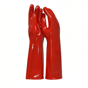 Ttake <b>PVC</b> Coated Cotton <b>Gloves</b> 10 Cut 35 Cm Length For Industrial Use - Product Image 2