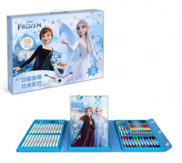 Ensemble de peinture artistique pour enfants sur le thème de La Reine des Neiges, 98 pièces, boîte de rangement portable, chevalet double face, crayons de couleur, marqueurs, crayons de couleur, kit de papeterie
