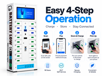 Casier de recharge pour smartphone assemblé pour centre de fitness, stockage sécurisé, compartiments personnalisables, écran tactile, libre-service