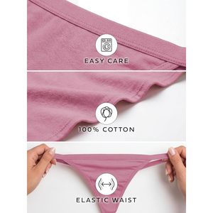 FOXA Bragas de bikini de tiras para mujer, 100% algodón, cintura baja, ropa interior sin costuras, paquete multicolor - Product Image 5