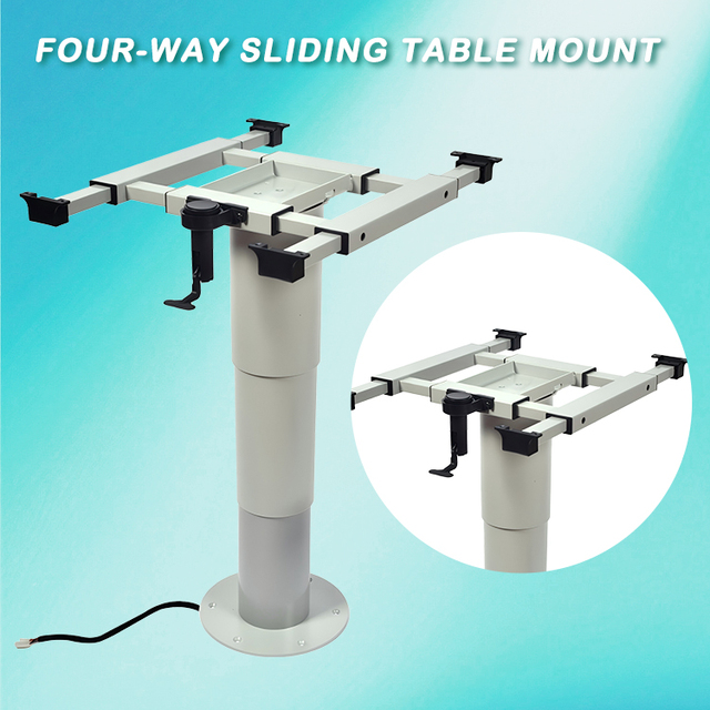 Electric Telescopic Table Leg 12V Motorized Height Adjustable RV Table Pedestal with 370mm Stroke for Luxury Motorhome Boat