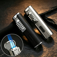 Briquet à gaz Jobon ZB587 moderne à trois jets de flamme, coupe-vent en métal, visible, pour cigares et barbecue, vente en gros