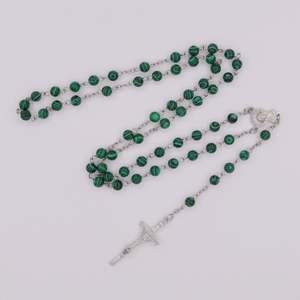 Venta al por mayor cristiana católica Virgen María collar <span class=keywords><strong>de</strong></span> perlas joyería fina <span class=keywords><strong>Dios</strong></span> bendiga oración vidrio calidad Rosario - Product Image 6