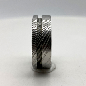 NFC Gostar joyería Poya 8mm canal único hombres Damasco acero núcleo en blanco anillos Offset canal anillo para incrustaciones de chips inteligentes - Product Image 2