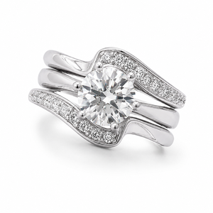 Elegante Set di Anelli con Zirconi per Donne, Gioielli alla Moda per Matrimonio, Proposta e Fidanzamento - Product Image 1