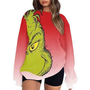 Custom Terry Printing Women's Autumn Casual Loose Boxy Fit Cute Printed <strong>Sweatshirt</strong> Winter Pullover Tops Wholesale - Product Image 1