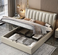 Lit double king size moderne de luxe européen OEM/ODM avec cadre en bois de bouleau et sommier tapissier en cuir capitonné pour chambre à coucher