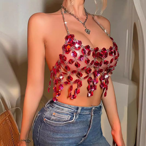 Yml534 Sexy Halter Rhinestone Strap <strong>Top</strong> Women Club Wear <strong>See</strong> <strong>Though</strong> Vest tank <strong>Tops</strong> - Product Image 6