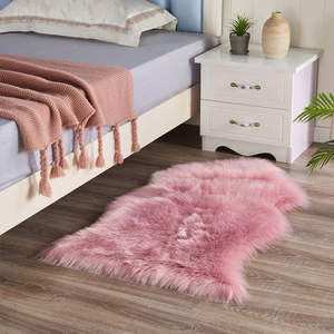 Red Plush Irregular Faux Wool Rug Novelty Shape Non Slip Home Decor Bedroom Living Room Floor Mat Solid Color Acrylic Fiber - Product Image 2