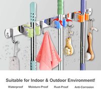 Besen Mop Halter Wand halterung Installation Besen Mop Hanger Organizer Edelstahl 3 Racks 4 Haken für Badezimmer Küche Garten