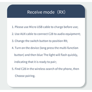 Factory Price C28 2 in 1BT Transmitter <strong>Receiver</strong> /aux BT Adapter <strong>Audio</strong> <strong>Receiver</strong> - Product Image 6