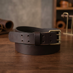 Ceinture pour homme en cuir de vachette vintage avec boucle carrée en acier B S International, imperméable, imprimée par transfert thermique, largeur 38 cm, longueur 138 cm - Product Image 1