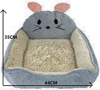 Meiweipet Grand lit gris antidérapant en peluche en forme de souris pour animaux de compagnie pour chats et chiens Design de canapé-lit mignon