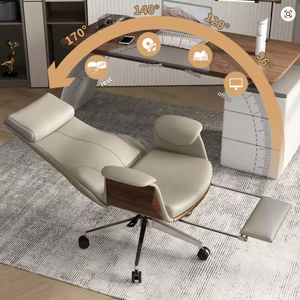 Fauteuil de Direction Ergonomique en Cuir Blanc Moderne de Luxe, Confortable, Inclinable et Pivotant, Idéal pour <span class=keywords><strong>Bureau</strong></span>, Hôpital, Chambre à Coucher - Product Image 3