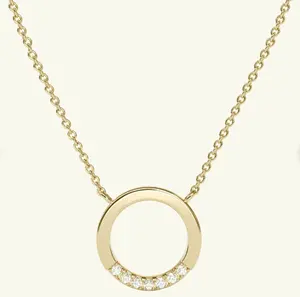 Minimalist Diamond Circle Necklace 14kGold Round Circle Karma Diamond Necklace for Women Gift for Her