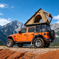 Großhandel SUV 280g Polyester Hartschalen-Dachzelt aus Aluminiumlegierung, dreieckiges Polyester-Baumwoll-Karo-Gewebe-Dachzelt