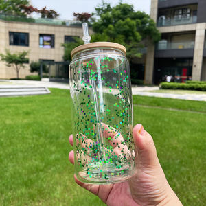 25 Pezzi/Scatola Bicchieri in Vetro a Doppia Parete 12oz per Sublimazione, Globo <span class=keywords><strong>di</strong></span> <span class=keywords><strong>Neve</strong></span> Trasparente con Coperchio in Bambù e Cannuccia per Stampa Fai-da-Te - Product Image 6