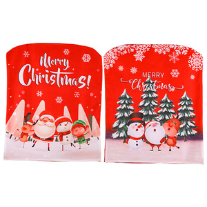 <span class=keywords><strong>Funda</strong></span> Decorativa para <span class=keywords><strong>Silla</strong></span> de Banquete con Estampado Navideño de Papá Noel, Decoración Navideña Roja con Ambiente Inglés - Product Image 5