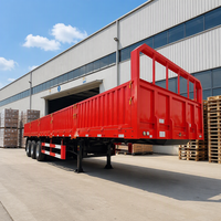 Semi-Trailer Dinding Samping Baja 4-Aksel Tahan Lama dengan Kapasitas Muatan 50000kg Warna Merah Trailer Truk Tahan Lama dari Cina