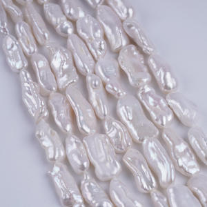 Natural 7-9mm Freshwater White Baroque <b>Pearl</b> Long Straight Hole Pipa DIY Bead <b>Loose</b> Semi-Finished Necklace - Product Image 4