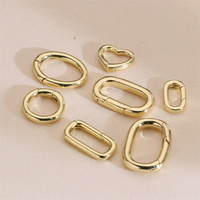 Composants de fermoirs à ressort en forme d'ovale/cœur en laiton plaqué or 18 carats pour la fabrication de bijoux faits à la main