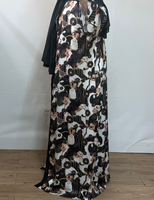Abaya Hijab Traditionnelle Islamique R-870, Robe Longue Élégante en Satin Respirant à Motifs Floraux, Style Arabe Ouvert sur le Devant, Longueur Cheville, Dubaï