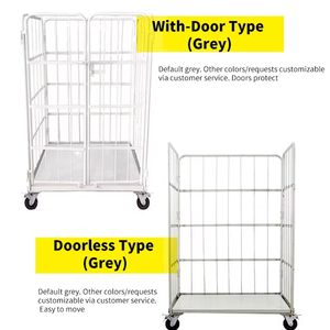 Carros de Almacenamiento Plegables con Ruedas de Malla de Acero para Logística de Almacén, Almacenamiento de Carga, con Placa de Plástico - Product Image 5