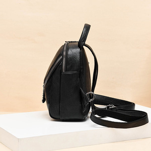 New Trendy Large-capacity Shoulder Bag Solid Color Multi-function Ladies Bag Zipper <b>Backpack</b> for Women - Product Image 3