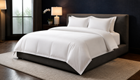 Parure de lit hôtelière quatre pièces en pur coton, 60 fils, personnalisable, style drap, housse de couette et couvre-lit blancs pour hôtels cinq étoiles