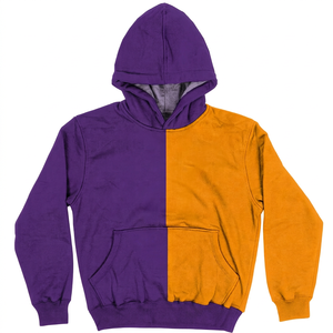 Sweat à capuche en polaire bicolore personnalisé pour université, avec patch brodé, pull d'hiver décontracté OEM - Product Image 1