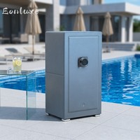 Eonluxe Coffre-fort de luxe minimaliste gris foncé avec serrure biométrique et clé, rangement dissimulé pour bijoux, argent liquide, armoire de sécurité pour la maison et le bureau NOUVEAU