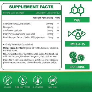 Suplemento Alimenticio de Coenzima Q10 de Marca Privada ODM/OEM, CoQ10 en Polvo a Granel, Cápsulas Blandas de CoQ-10 - Product Image 5