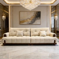 Canapé de salon de haute qualité en tissu crème avec pieds en bois, canapé moderne confortable au design élégant pour la maison
