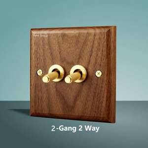 Prise murale universelle à panneau tactile pour lampe antique, en noyer noir massif, faite à la main, style rétro, interrupteur électrique 16A norme britannique - Product Image 3