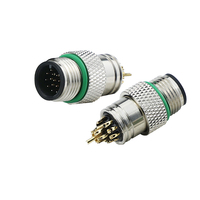 Connecteur M12 IP67 droit en métal à connexion par vis Fieldwire 2 3 4 5 6 7 8 9 10 11 12 13 14 15 16 17 broches mâle et femelle