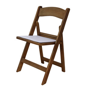 Chaise rembourrée pliante en résine d'aspect bois/chaise Wimbledon en résine/chaise pliante <span class=keywords><strong>americana</strong></span> avec coussins de siège blancs - Product Image 5