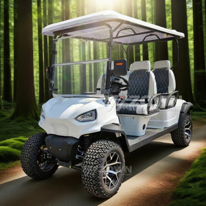 Carrito de golf elevado y duradero con faros LED brillantes para el transporte de huéspedes en el área panorámica del manor - Product Image 4