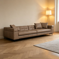 Ensemble de canapés carrés minimalistes en cuir véritable avec rembourrage en duvet d'oie, design moderne durable et écologique, pieds en métal pour salon
