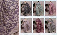 Saree Katun Organik Motif Bunga Blus Katun Sutra Panjang 5,5 Meter Tanpa Jahitan Gaya Tradisional untuk Wanita Acara Pernikahan