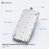 Amplificateur RF GaN 50W EVA3027-50-M-UHF 500-1110MHz sous-bande UHF, haute linéarité, faible bruit, DC 28V pour communication et test SDR