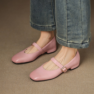 Zapatos de Mujer Franceses Estilo Mary Jane Minimalistas y Cómodos de Moda 2026, Zapatos de Tacón Bajo Cuadrado, Sin Cordones - Product Image 4