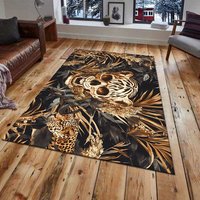 Tapis en velours cristal motif crâne effrayant pour Halloween, fabriqué à la machine, résistant aux taches, facile d'entretien, idéal pour salon et maison - Meilleure vente