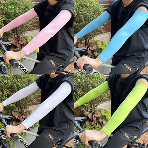 Manchon de compression de protection pour hommes, en soie glacée rafraîchissante, anti-UV, pour le sport (gym, course, basketball, volleyball, football, cyclisme) - Product Image 2