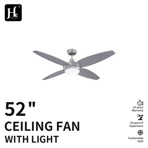 Ventilateur de plafond extérieur gris avec lumière, ventilateur moderne de 52 pouces avec moteur DC réversible, adapté pour patio et chambre à coucher - Product Image 2