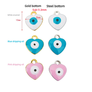 Breloque en émail Aceworks Cœur Œil Maléfique |   Connecteur de pendentif Nazar en acier inoxydable plaqué or 18 carats pour bracelet et collier DIY - Product Image 3
