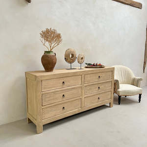 Cómoda de Madera Maciza Reciclada Turville con Seis Cajones, Aparador Vintage Estilo Rústico para Dormitorio o Sala de Estar - Product Image 2